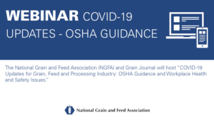 graphic with text reading Webinar: COVID-19 Updates - OSHA guidance