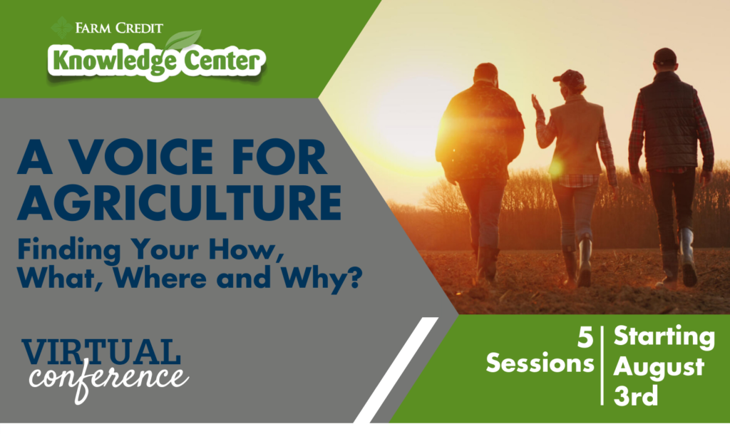 promotional flyer with text A Voice for Agriculture: Finding Your How, What, Where and Why?