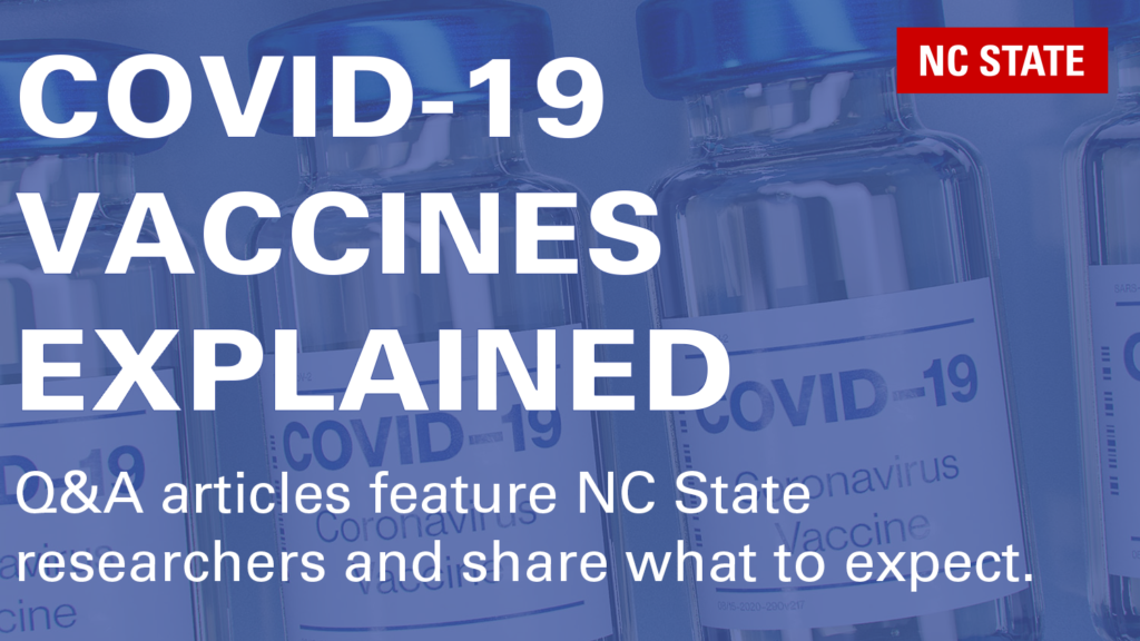 COVID-19 vials with overlaid text COVID-19 Vaccines Explained