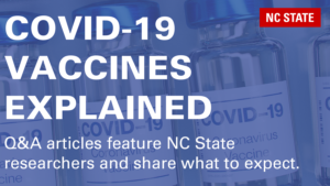 COVID-19 vials with overlaid text COVID-19 Vaccines Explained